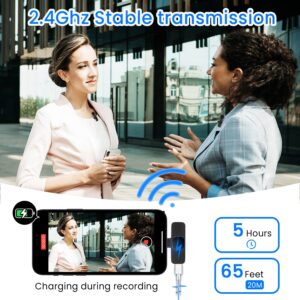 AngLink Wireless Lavalier Microphone for iPhone 7 8 X XR XS 11 12 13 Max Pro SE - 2.4GHz Lapel Mic for Recording YouTube Facebook Live Stream Tiktok Vlog Interview