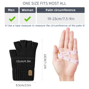 JUNRUI Fingerless Gloves Half Finger Gloves Winter Warm Knitted Gloves Working Running Biking Driving for Men and Women