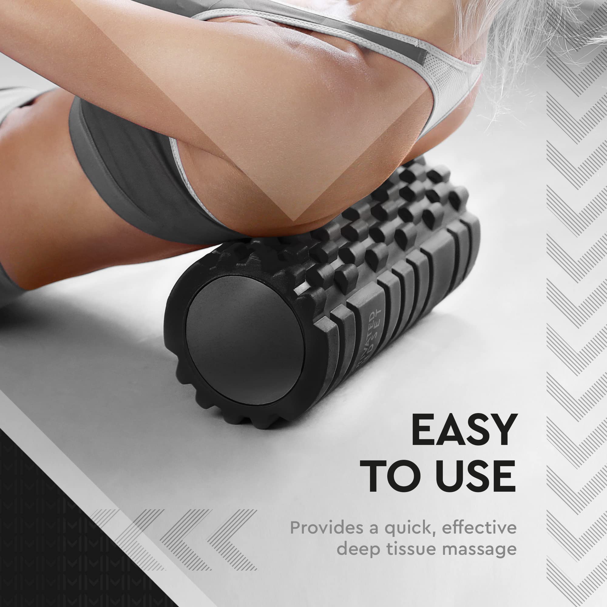 Motivated Mindset Hollow Core Foam Roller for Deep Tissue Massage | Fitness Roller Myofascial Trigger Point Release, Exercise Recovery, | Great Tool for Pre & Post-Workout Kids & Adults (12.7" X 5.3")