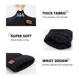 JUNRUI Fingerless Gloves Half Finger Gloves Winter Warm Knitted Gloves Working Running Biking Driving for Men and Women