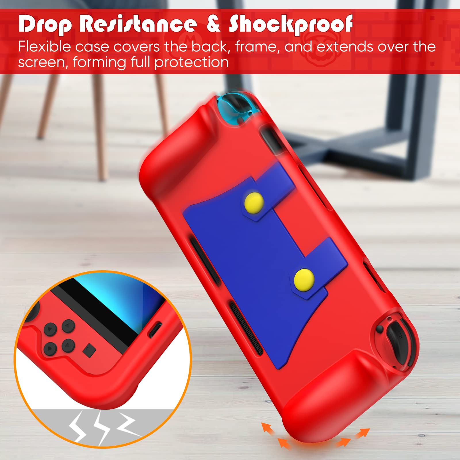 KENOBEE Silicone Case Compatible with Nintendo Switch 2017, Soft Lightweight Ergonomic Grip Protective Cover with Shock-Absorption and Anti-Scratch Design for Switch Console, Red