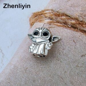 zhenliyin Zhenliyin S925 Sterling charms Silver Baby Yoda Master Star Wars Mandalorian Bead Bracelet child Cartoon Beaded Charm (1.yoda baby.)