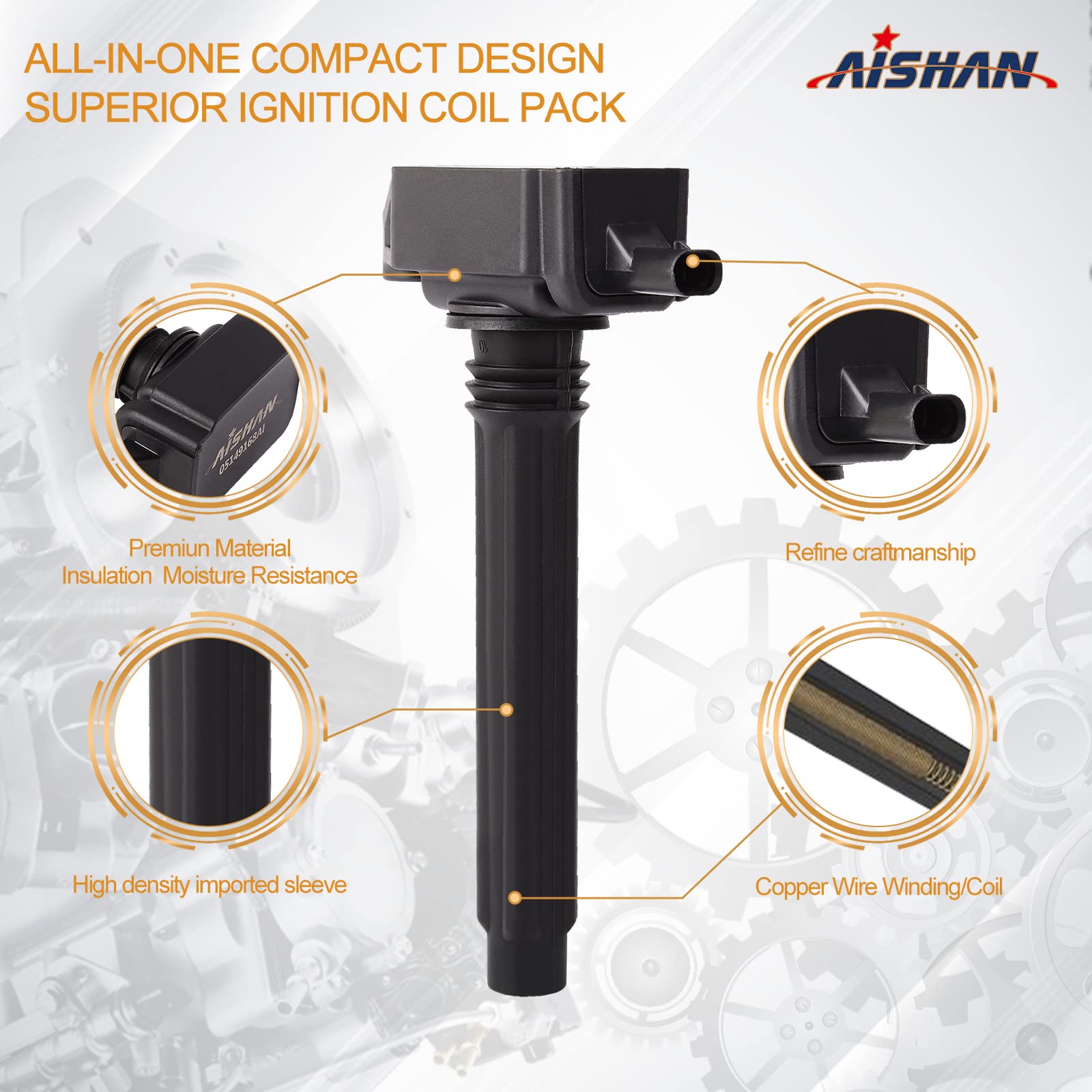 AISHAN Set of 6 Ignition Coil Pack Compatible with Avenge Charger Durango RAM 1500 Jeep Dodge Grand Cherokee Grand Caravan Chry Town & Country Wrangler Routan 3.6L V6 Challenger| Replace# UF648