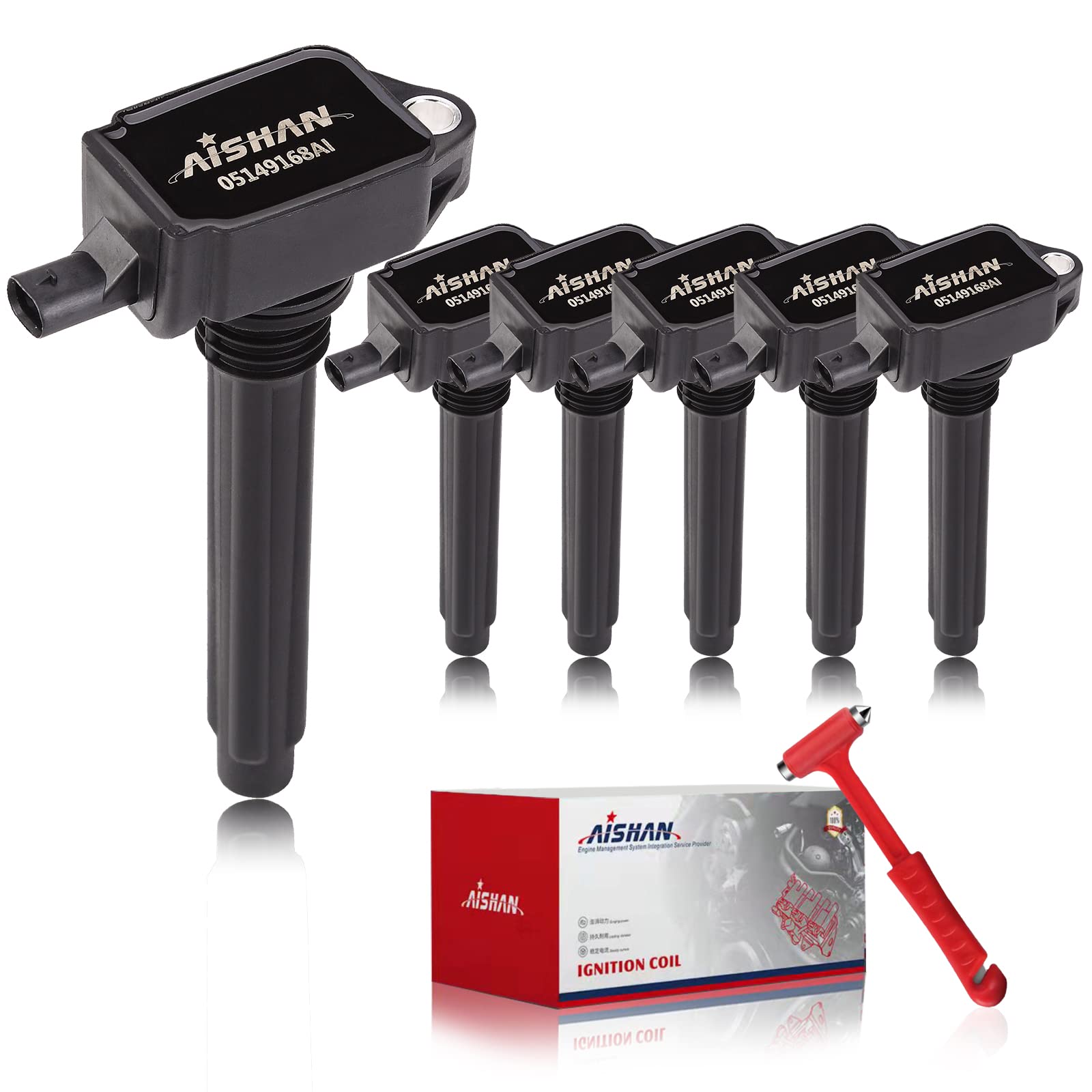 AISHAN Set of 6 Ignition Coil Pack Compatible with Avenge Charger Durango RAM 1500 Jeep Dodge Grand Cherokee Grand Caravan Chry Town & Country Wrangler Routan 3.6L V6 Challenger| Replace# UF648