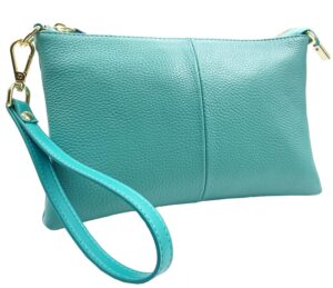 beurlike leather wristlet wallet clutch purses for women small crossbody phone bags (teal)