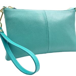 Beurlike Leather Wristlet Wallet Clutch Purses For Women Small Crossbody Phone Bags (Teal)