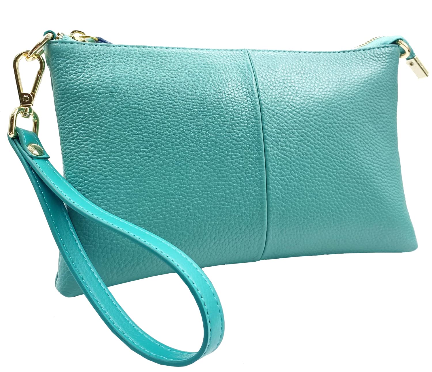 Beurlike Leather Wristlet Wallet Clutch Purses For Women Small Crossbody Phone Bags (Teal)