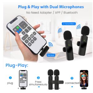 AngLink Wireless Lavalier Microphone for iPhone 7 8 X XR XS 11 12 13 Max Pro SE - 2.4GHz Lapel Mic for Recording YouTube Facebook Live Stream Tiktok Vlog Interview