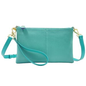 Beurlike Leather Wristlet Wallet Clutch Purses For Women Small Crossbody Phone Bags (Teal)