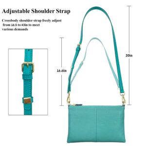 Beurlike Leather Wristlet Wallet Clutch Purses For Women Small Crossbody Phone Bags (Teal)