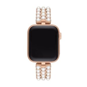 kate spade new york rose gold-tone stainless steel IP and white faux pearls band for apple watch®, 38/40/41mm (Model: KSS0126)