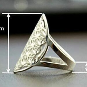 COSUMOSU Flower of Life Ring Silver 925 Sterling Silver Sacred Geometry Sizes US 8