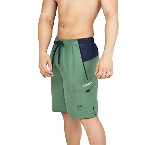 Speedo Men's Standard Swim Trunk Knee Length Marina Sport Volley, Dark Ivy, X-Large