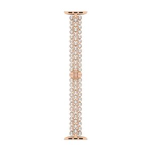 kate spade new york rose gold-tone stainless steel IP and white faux pearls band for apple watch®, 38/40/41mm (Model: KSS0126)