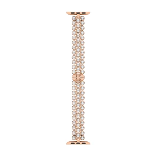 kate spade new york rose gold-tone stainless steel IP and white faux pearls band for apple watch®, 38/40/41mm (Model: KSS0126)