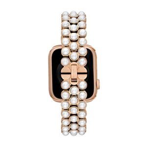 kate spade new york rose gold-tone stainless steel IP and white faux pearls band for apple watch®, 38/40/41mm (Model: KSS0126)