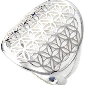 COSUMOSU Flower of Life Ring Silver 925 Sterling Silver Sacred Geometry Sizes US 8