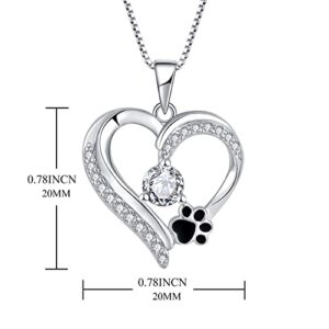 STARCHENIE Puppy Dog Necklace 925 Sterling Silver Love Heart Pendant Cat Pet Paw Print Jewelry for Women