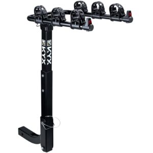 bike car rack, 3 bicycles rack mount carrier with 2 in. hitch receiver, 143lbs capacity stable steel frame with foldable and tilt-away modes for car suv truck vans, easy assembly, safe locking, black