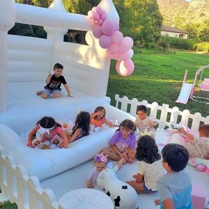 White Bounce House with Ball Pool 10x8x8FT Commercial Grade ASTM Certified 100% PVC White Bouncy Castle for Memorable Birthday Parties & Event (White, 10x8x8FT)