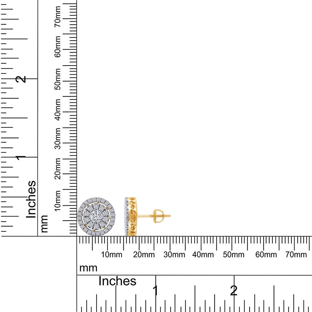 SAVEARTH DIAMONDS 1 Carat (Cttw) Round Cut Lab Created Moissanite Diamond Halo Cluster Stud Earrings in 14k Yellow Gold Over Sterling Silver (VVS1 Clarity)