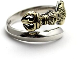 cosumosu sterling silver tibetan buddhist vajra dorje amulet open ring adjustable ring