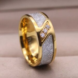 ringheart Couple Rings Matching Ring 1.5ct CZ Gold Plated Women Wedding Ring Sets for Him and Her His Her Ring Sets