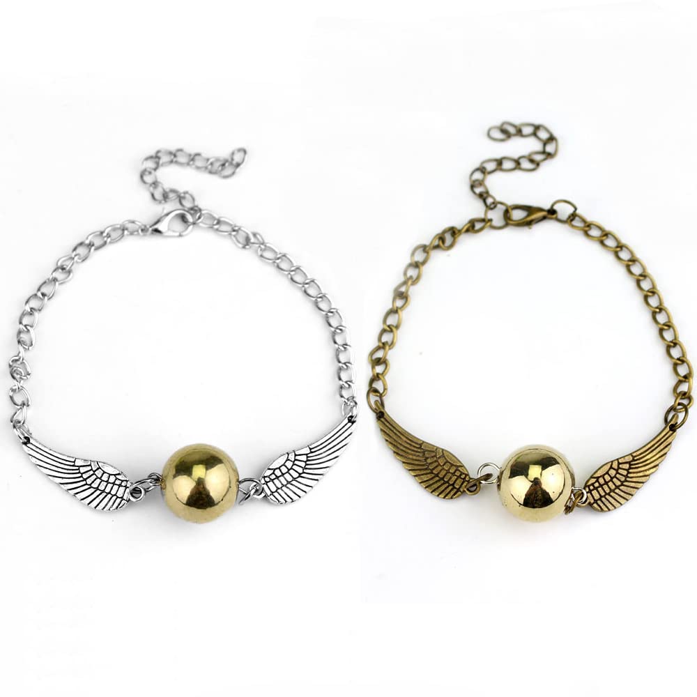 MINGFU Retro gold snitch bracelet is a lovely friendship bracelet for Harry Potter fans Vintage bronze 2.18INx2.18IN