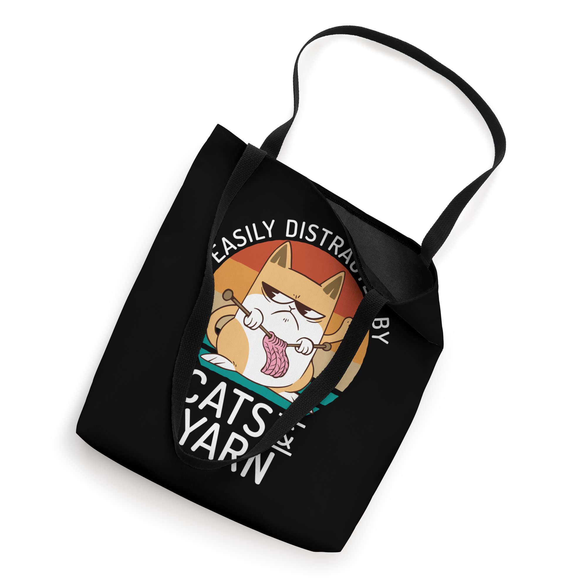 Easily distracted by Cats and Yarn Crocheting Yarn Knitter Tote Bag