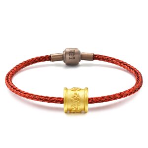 CHOW SANG SANG 999 24K Solid Gold Buddhist Mantra Om Mani Padme Hum Blessings Charm Blessing Bracelet for Women 86695C (17) (19)