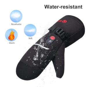 SNOW DEER Heated Gloves Mittens -Upgraded 7.4V Electric Rechargeable Battery Powered Heated Ski Gloves Men Women for Ski Skating Motorcycling Hunting Fishing Camping Hiking