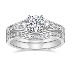 Mameloly 0.8ct Wedding Rings for Women Round Bridal Ring Sets Cubic Zirconia Engagement Promise Rings for Her Size 6.5