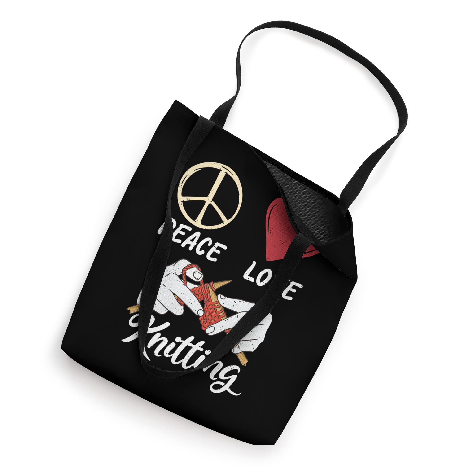 Peace Love Knitting Crocheting Yarn Knitter Tote Bag