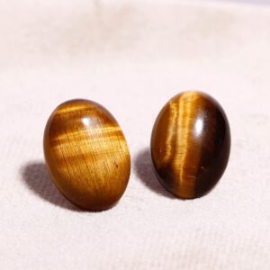 Jewever Tiger Eye Gemstone 925 Sterling Silver Earrings for Women Stud Mens Earrings Stud Healing Crystals Jewellery for Women (Oval)