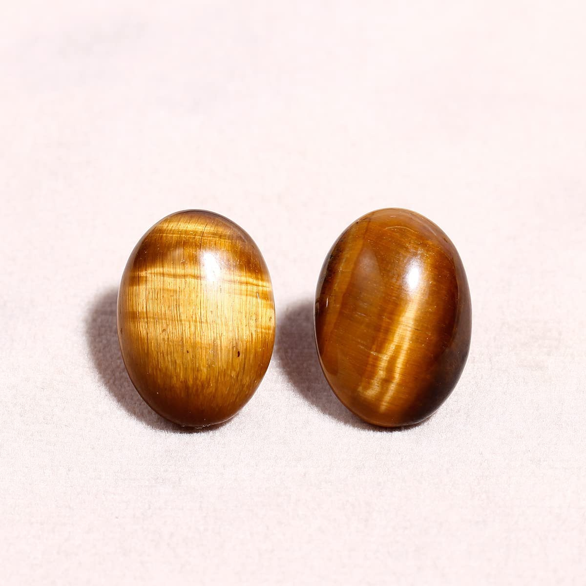 Jewever Tiger Eye Gemstone 925 Sterling Silver Earrings for Women Stud Mens Earrings Stud Healing Crystals Jewellery for Women (Oval)