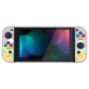 PlayVital Back Cover for Nintendo Switch Console, NS Joycon Handheld Controller Protector Hard Shell, Dockable Protective Case with Colorful ABXY Direction Button Caps - Picnic Fair