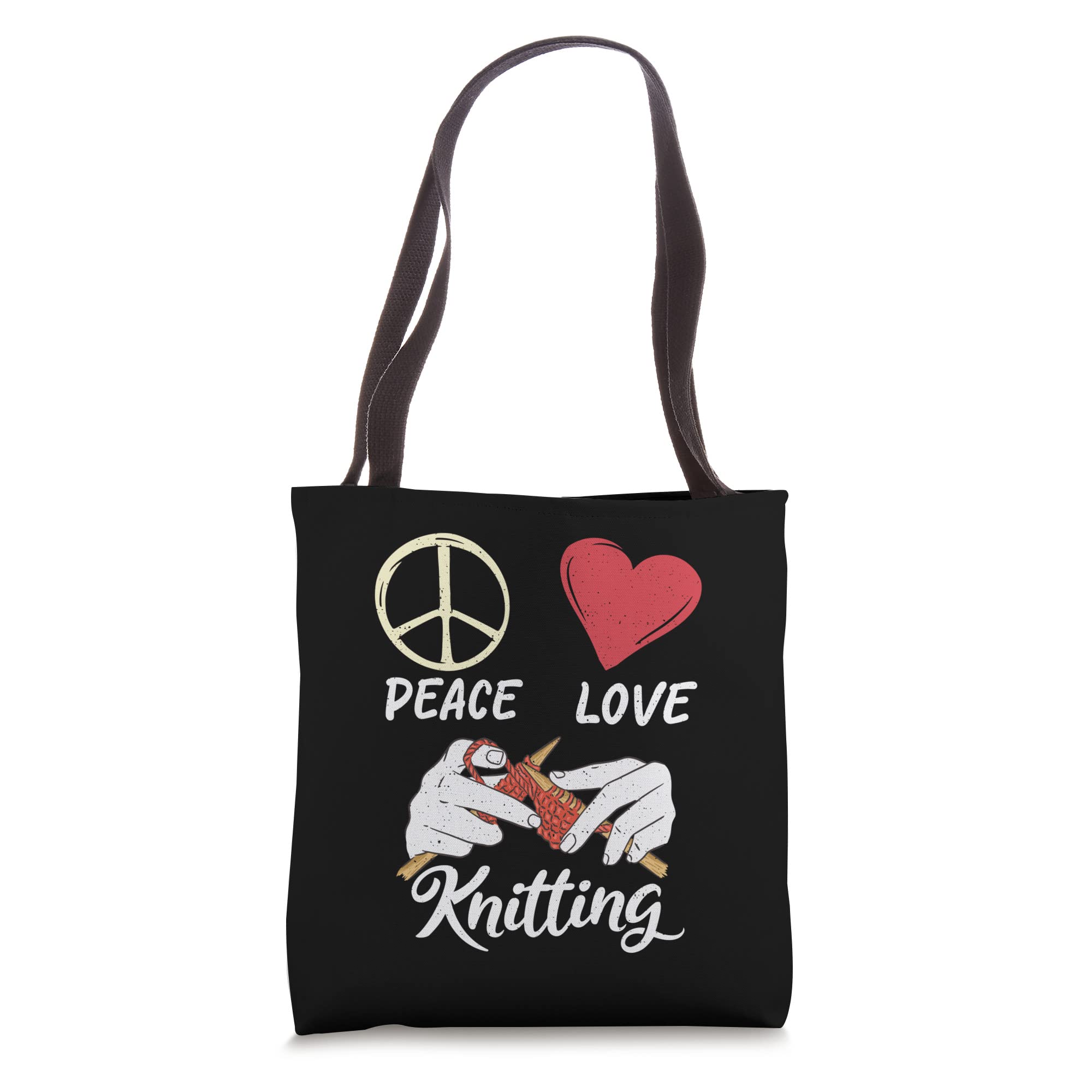 Peace Love Knitting Crocheting Yarn Knitter Tote Bag