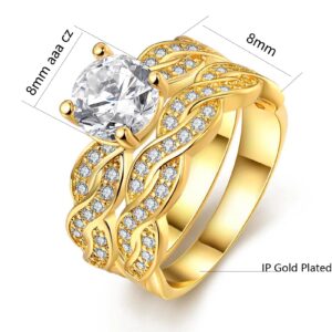 ringheart Couple Rings Matching Ring 1.5ct CZ Gold Plated Women Wedding Ring Sets for Him and Her His Her Ring Sets