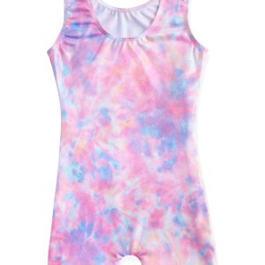 HOZIY Leotards for Toddler Girls Gymnastics 3t 4t 3-4t With Shorts Pink Pinkish Blue Purple Tie Dye Sparkle Biketard