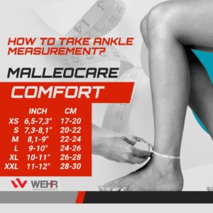 WEHR Malleocare Comfort C Ankle Compression Sleeve - Premium Ankle Support Foot Brace for Ligament Injury, Instability, Swelling – Comfortable and Breathable (X-Large)