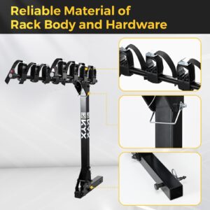 4 Bikes Car Rack, Bicycle Hitch Mount Racks for SUV Truck Vans with 2 in. Hitch Receiver, Foldable Steel Frame, Tilt-Away Mode, Easy Assembly, 143lbs Ultra Load Bearing, Safe Locking