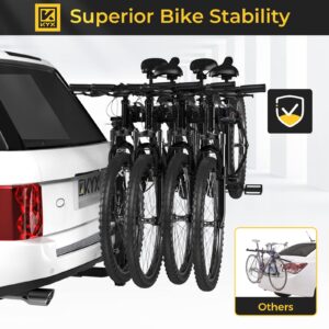 4 Bikes Car Rack, Bicycle Hitch Mount Racks for SUV Truck Vans with 2 in. Hitch Receiver, Foldable Steel Frame, Tilt-Away Mode, Easy Assembly, 143lbs Ultra Load Bearing, Safe Locking