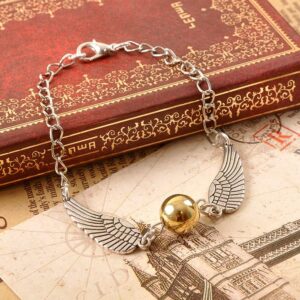 MINGFU Retro gold snitch bracelet is a lovely friendship bracelet for Harry Potter fans Vintage bronze 2.18INx2.18IN