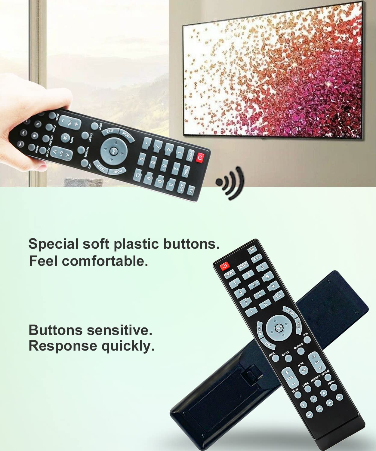 JISOWA Replacement Remote Control Universal for Insignia NS-19E310NA15 NS-RC03A-13 NS-24D510NA15 NS-42P650A11 NS-42L260A13 NS-46E481A13 NS-50L260A13 NS-55L260A13 Dynex DX-RC01A-13 DX-32L200NA14 TV