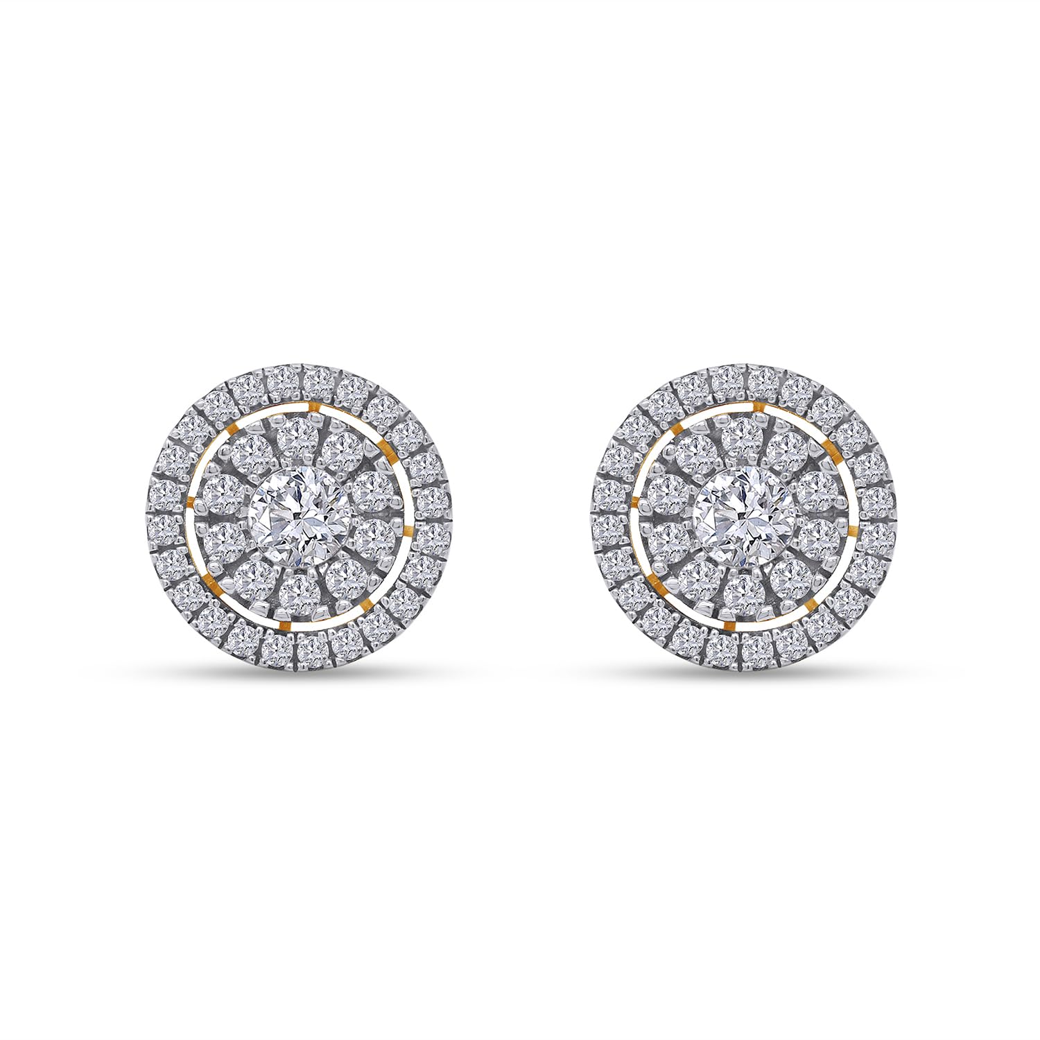 SAVEARTH DIAMONDS 1 Carat (Cttw) Round Cut Lab Created Moissanite Diamond Halo Cluster Stud Earrings in 14k Yellow Gold Over Sterling Silver (VVS1 Clarity)