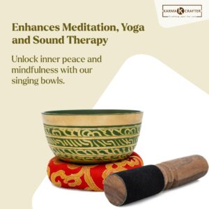 Fourth Chakra Tibetan Singing Bowl Set - Heart Chakra Sound Bowl Meditation Set - Meditation Bowl with Mallet, Cushion and Box - Cuencos Tibetanos for Sound Bath and Healing