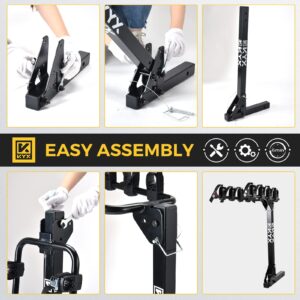 4 Bikes Car Rack, Bicycle Hitch Mount Racks for SUV Truck Vans with 2 in. Hitch Receiver, Foldable Steel Frame, Tilt-Away Mode, Easy Assembly, 143lbs Ultra Load Bearing, Safe Locking