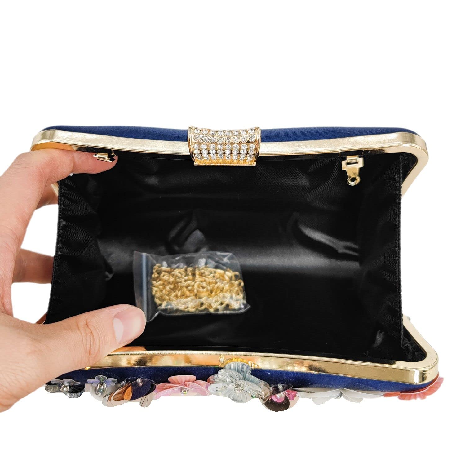 Boutique De FGG Chic Flower Clutch Purse for Women Formal Bridal Wedding Party Handbag Flower Evening Bags (Beige#0796)