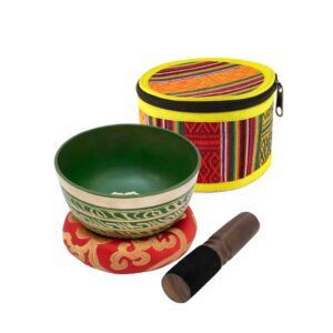 Fourth Chakra Tibetan Singing Bowl Set - Heart Chakra Sound Bowl Meditation Set - Meditation Bowl with Mallet, Cushion and Box - Cuencos Tibetanos for Sound Bath and Healing