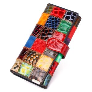 eysee wallets for women large capacity genuine leather, long stitching wallet multi color